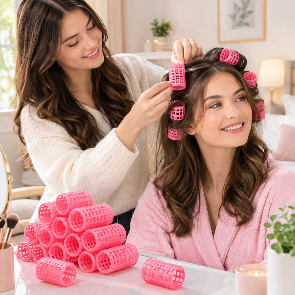 Pink Self-Grip Hair Rollers
